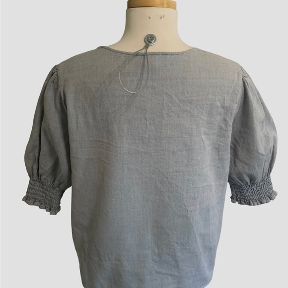 Who What Wear SZ LARGE Adorable button & roushed sleeve details. 💯 cotton - Picture 5 of 8